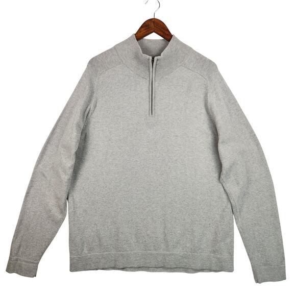 L.L. Bean Cotton/Cashmere 1/4 Zip Sweater Men’s XL Heather Gray Super Soft EUC - Picture 1 of 13